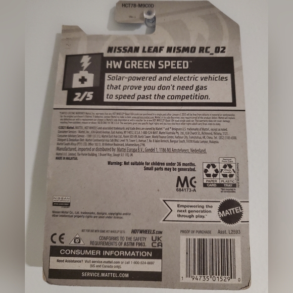 Nissan Leaf Nismo RC_02 Red Hot Wheels Green Speed Series 2/5 - Picture 3 of 4